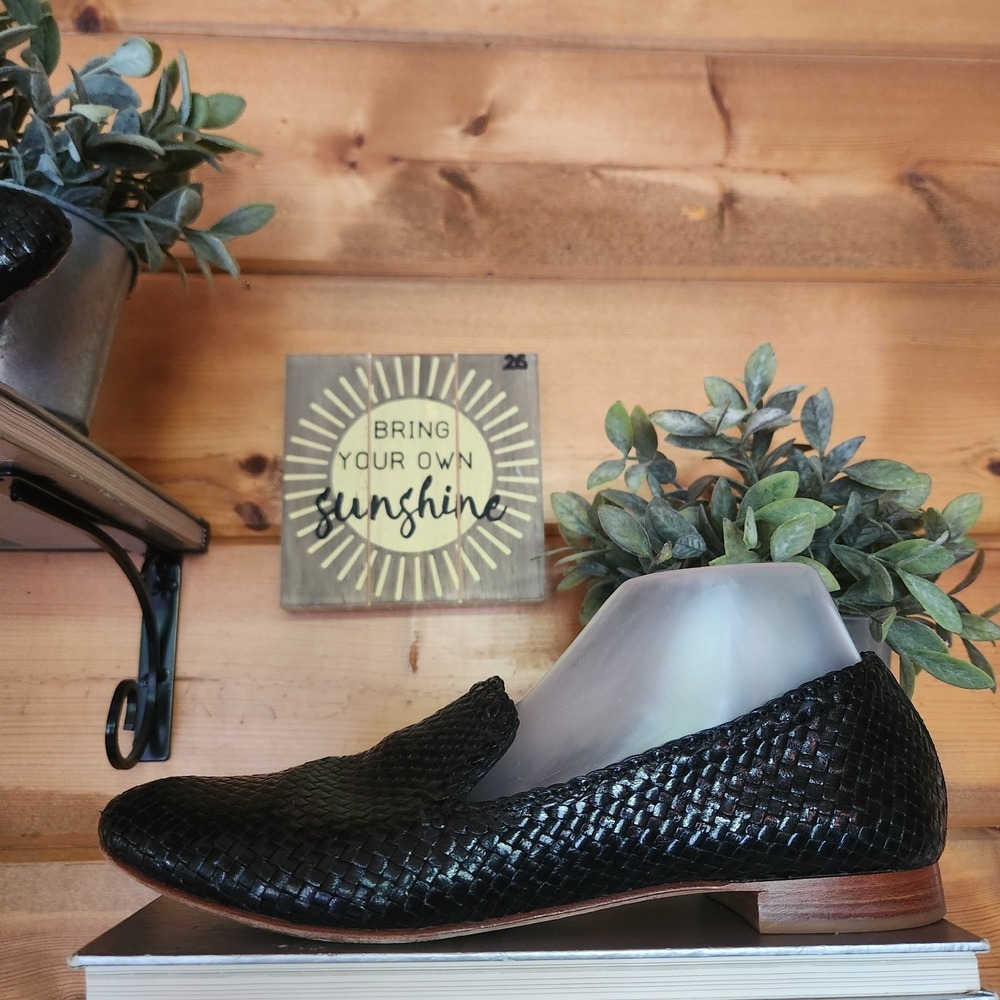 Cole Haan Sabrina Black Woven Loafer Flat Leather Textured Shoes D41120 Sz 10.5B - Picture 2 of 11